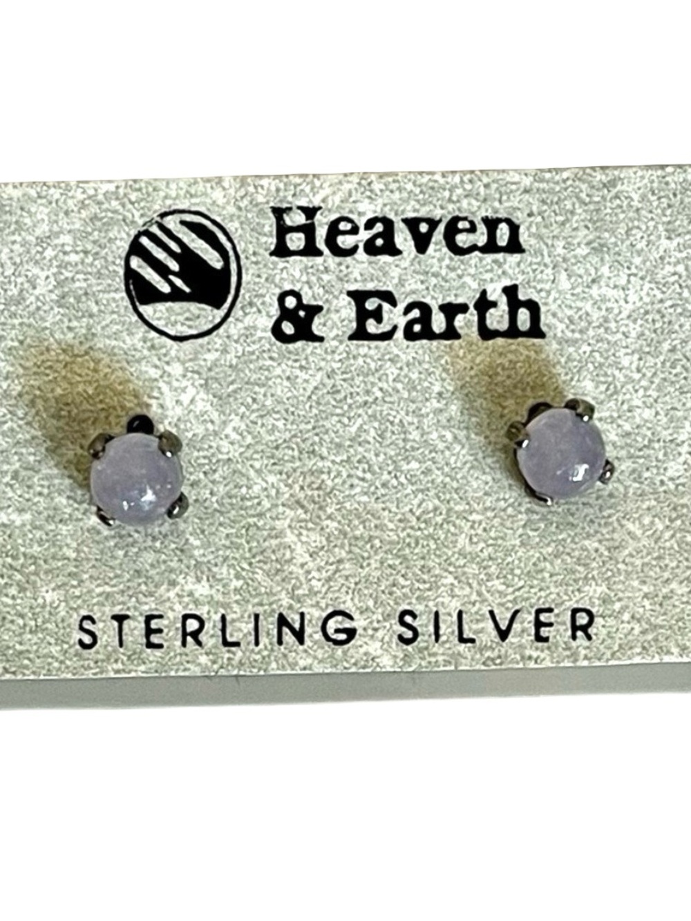 Vintage Heaven And Earth Lepidolite And Sterling Silver Post Earrings